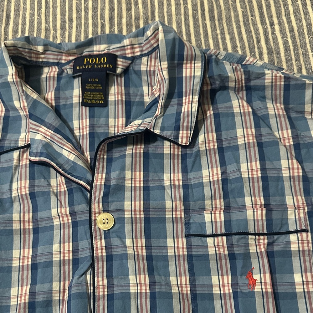 Ralph Lauren Blue and White Plaid Button Down Shirt